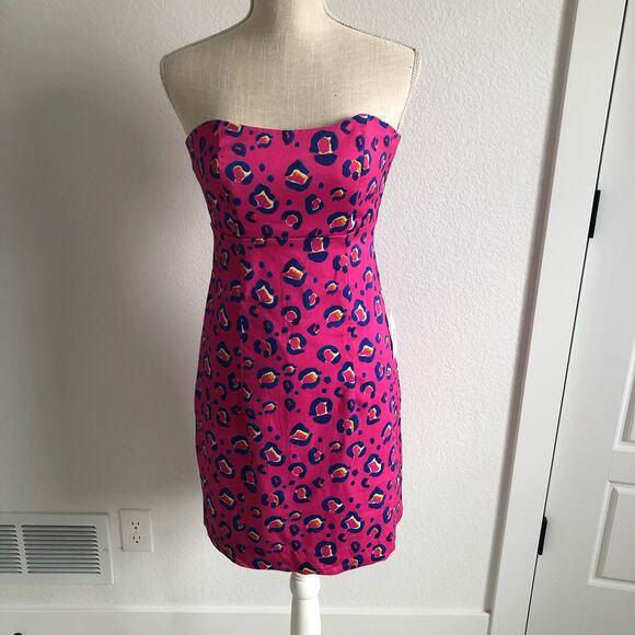 Kaeli Smith Hot Pink Leopard Mini Dress - 2 - Picture 1 of 6